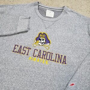 East Carolina Pirates Sweater Mens 2XL XXL Heather Gray Crew Sweatshirt League